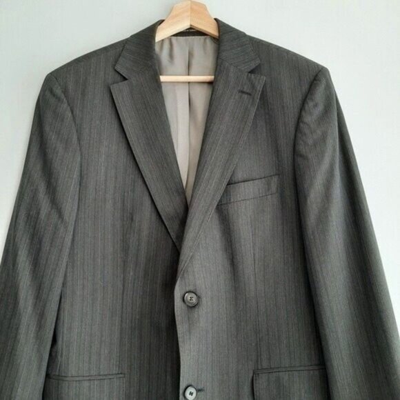 BOSS Hugo Boss Pasolini Movie 100% Virgin Wool Grey Pinstripe Blazer Sz 40 R - Picture 3 of 13
